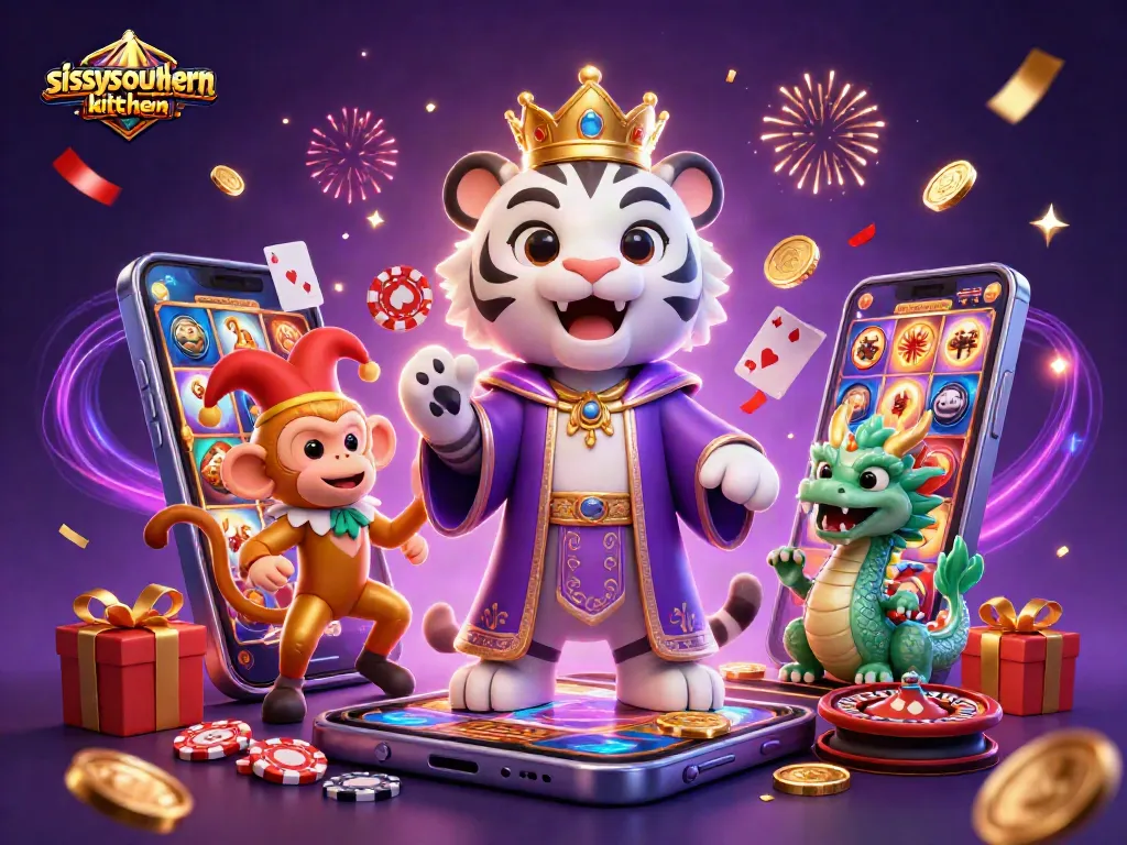 Sissy's Southern Kitchen showcases a vibrant casino scene with playful characters and dynamic gaming elements.